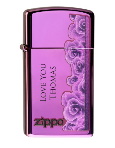Zippo Feuerzeug Purple Rose Slim - mit gratis Gravur