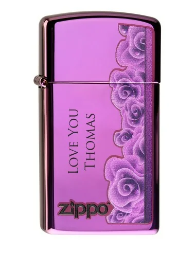Image of Zippo "Purple Rose Slim" - Zippo Feuerzeuge