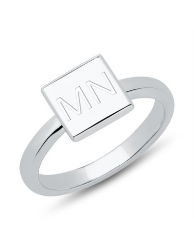 Image of Ring quadratisch 925er mit Initialen - Personalisierte Geschenke