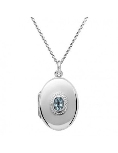 Ovales Medaillon mit Kette in Silber, verschiedene Steine